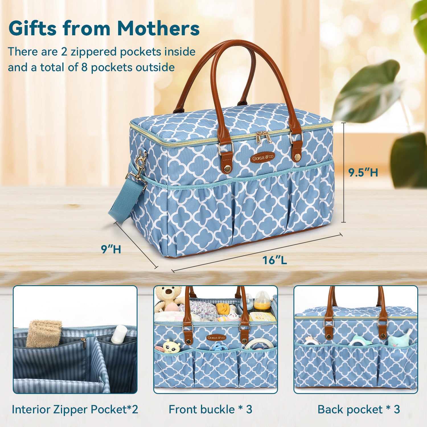 Le Voyager Large Diaper Tote - Ocean Blue