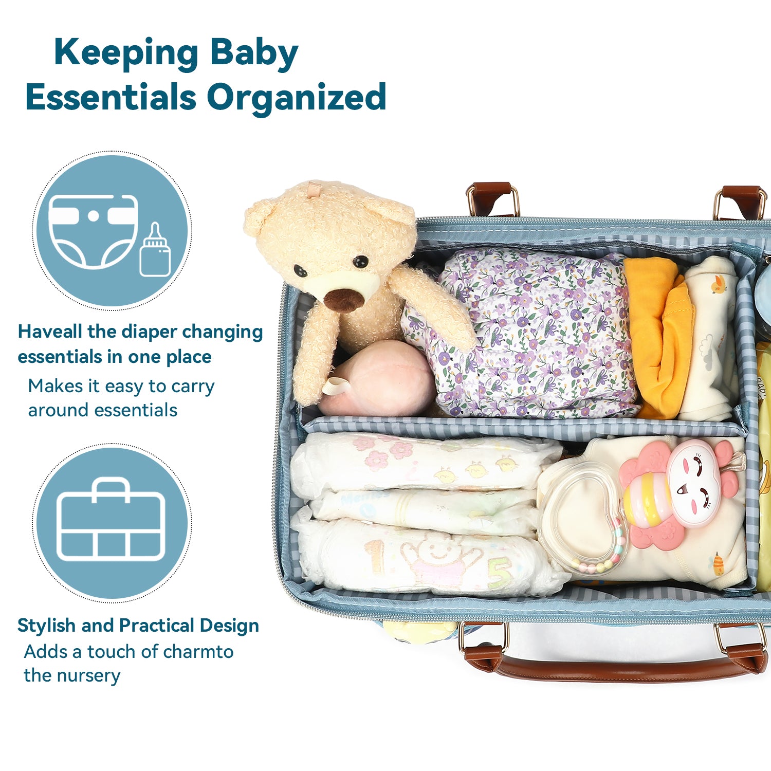 Le Voyager Large Diaper Tote - Ocean Blue