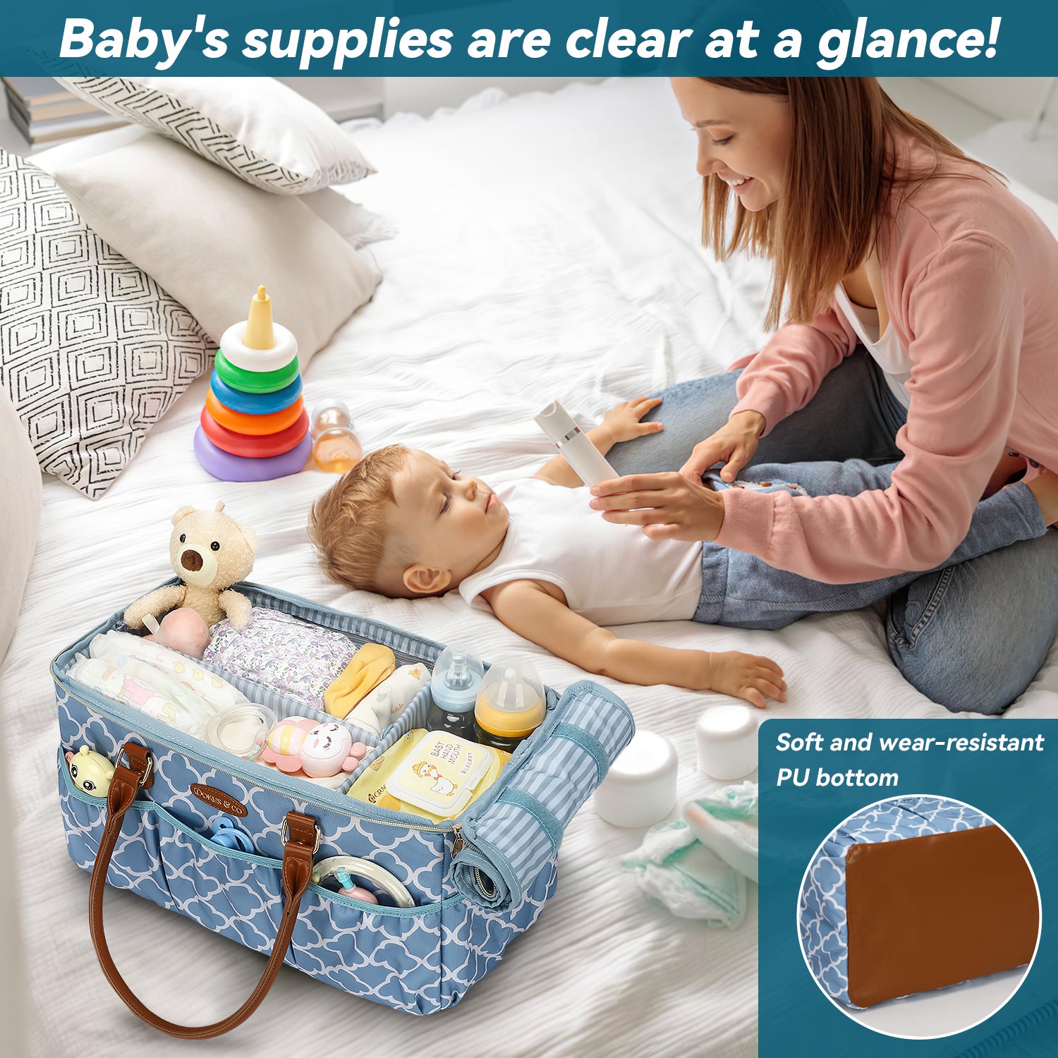 Le Voyager Large Diaper Tote - Ocean Blue