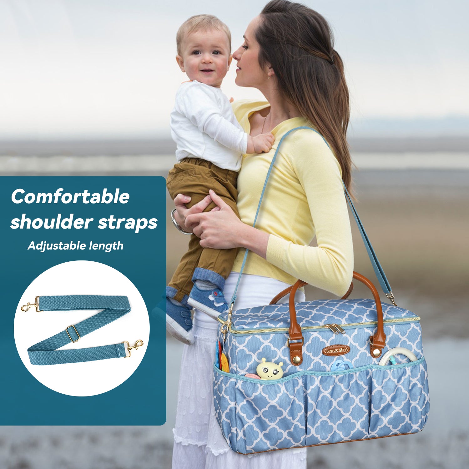 Le Voyager Large Diaper Tote - Ocean Blue