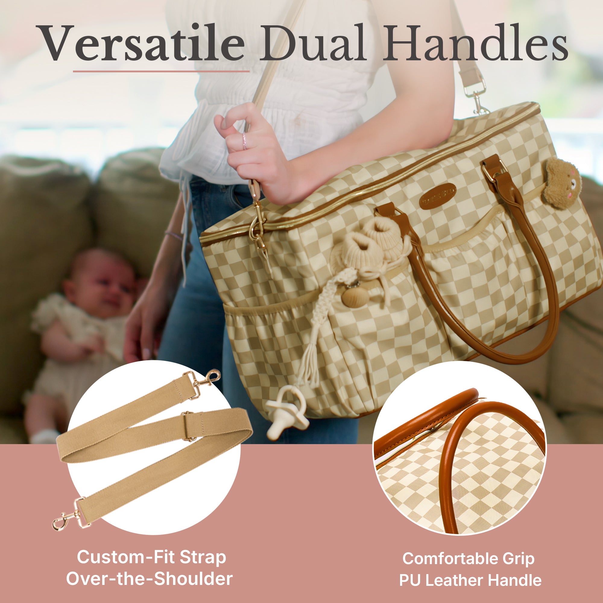 Le Voyager Large Diaper Tote - Elegant Beige