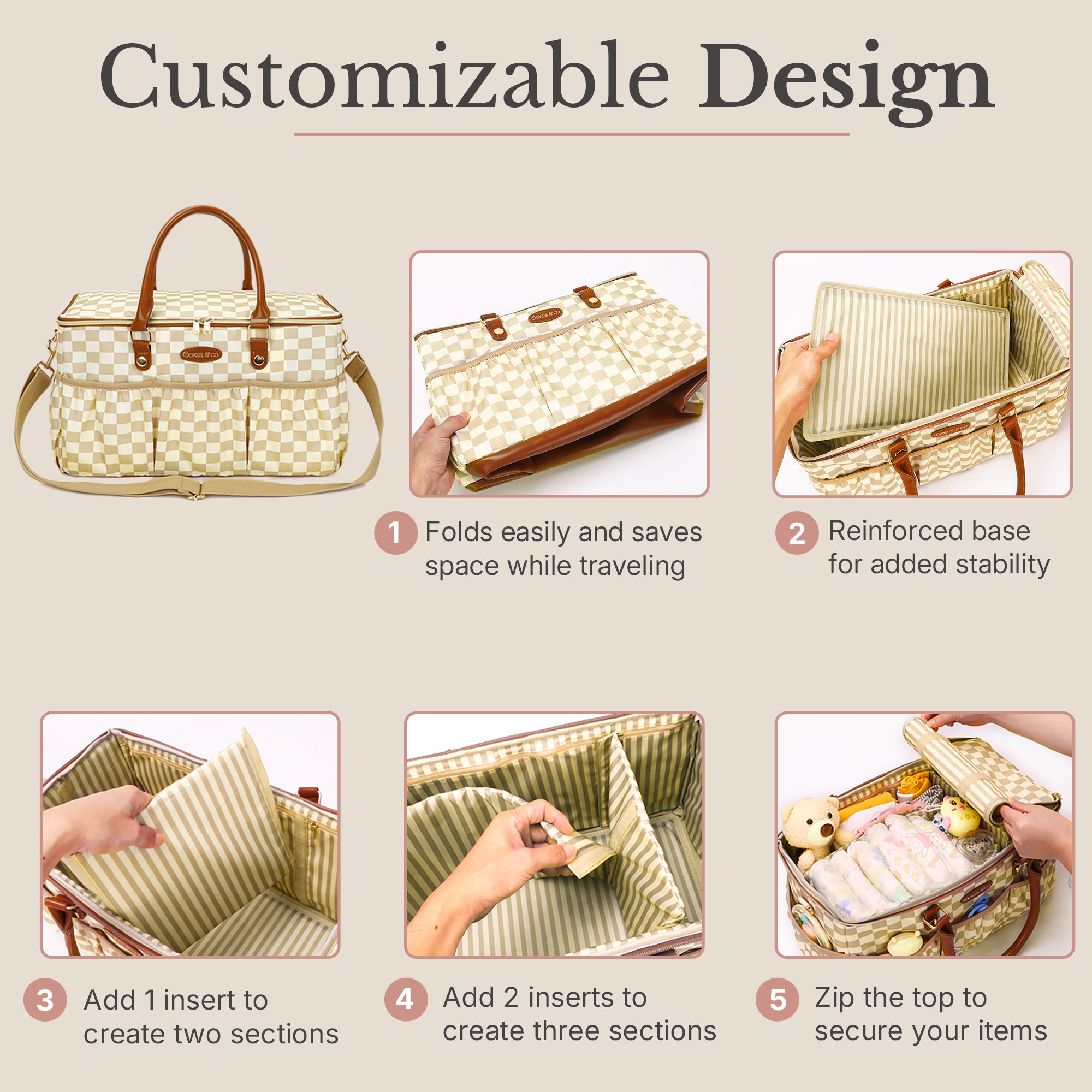 Le Voyager Large Diaper Tote - Elegant Beige